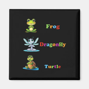 Subtile Political Humor Frog Dragonfly Yoga Magnet