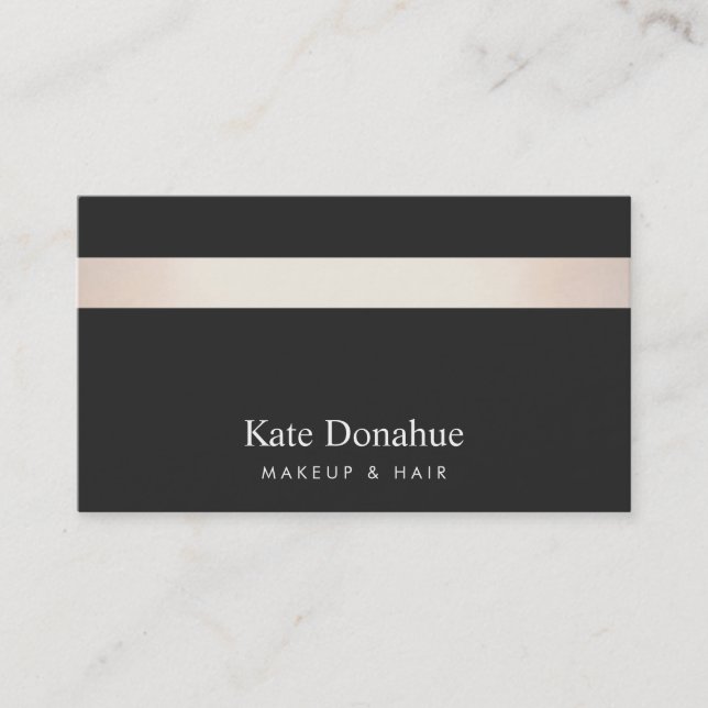 Subtile Rose Gold gestreift Moderne Schwarz Visitenkarte (Vorderseite)
