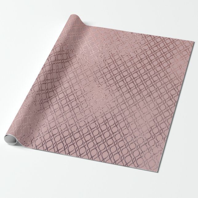 Subtile Rose Gold Lattice Muster auf Rosa Rosa Geschenkpapier (Ungerollt)
