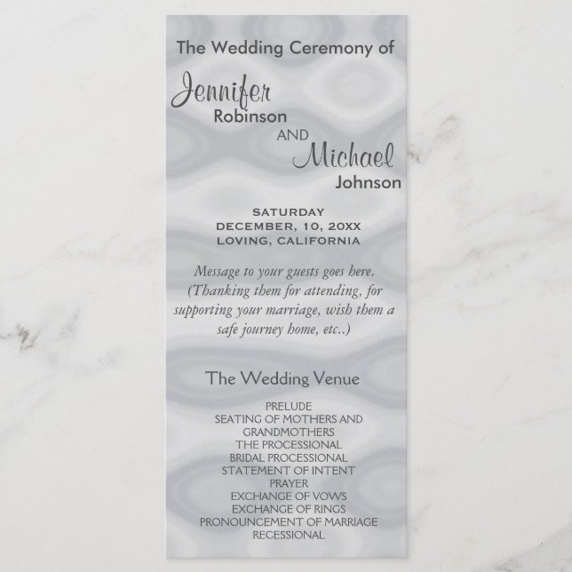 Subtile Silver Wedding Program Programm (Vorderseite)