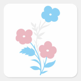 Subtile Trans Flag Blume Quadratischer Aufkleber