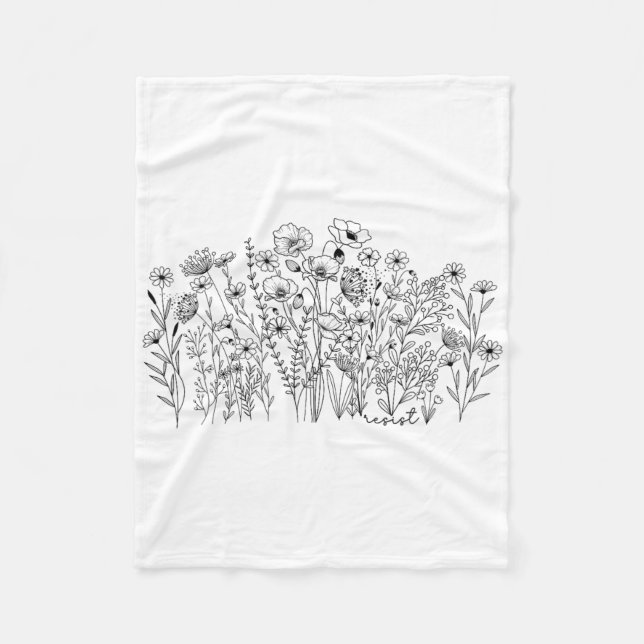 Subtiler Blumiger Botanischer Protest Liberal Wide Fleecedecke (Vorderseite)