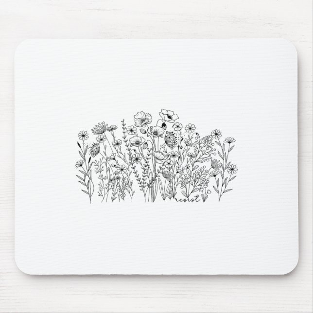 Subtiler Blumiger Botanischer Protest Liberal Wide Mousepad (Vorne)