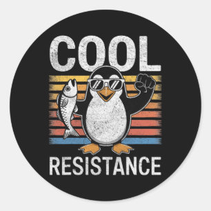 Subtiler cooler Widerstand Penguin Zölle Protest A Runder Aufkleber