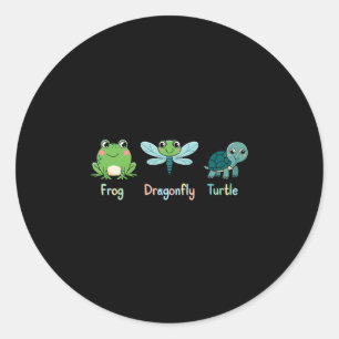 Subtiler politischer Humor Frosch Libelle Schildkr Runder Aufkleber