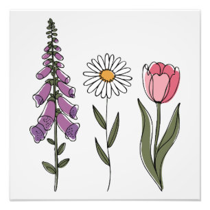 Subtiles Anti-Trump - Fingerhut Gänseblümchen Tulp Fotodruck
