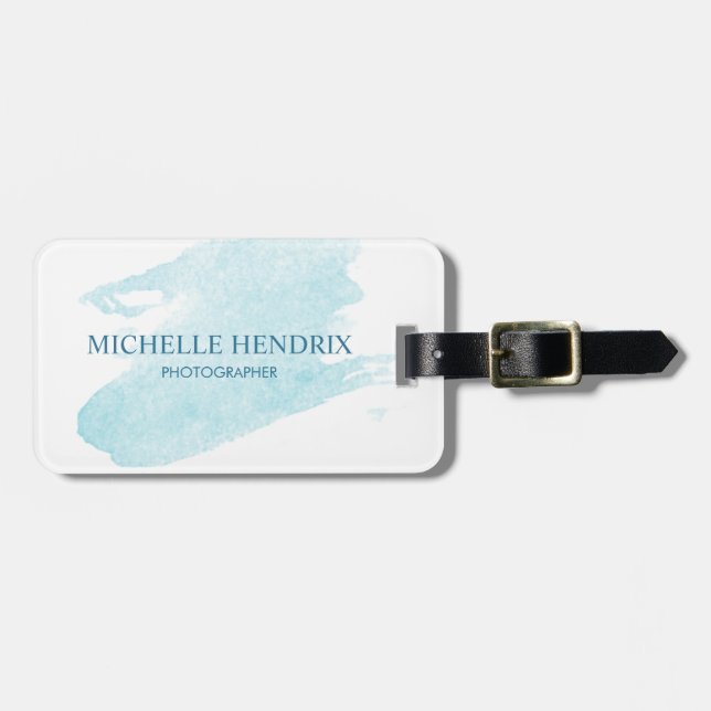 Subtiles Aquarell Turquise künstlerischer Gepäckanhänger (Vorderseite horizontal)