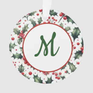 Subtiles Monogramm-Weihnachtsschmuck aus Stechpalm Ornament