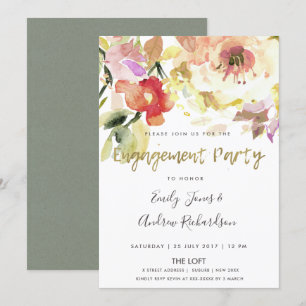 SUBTITEL PEACH PINK WASSERFARBE VERLOBUNG EINLADUNG