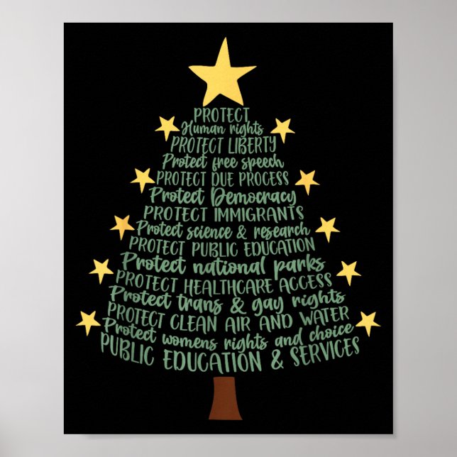 Subtle Anti Trump Funny Christmas Tree  Poster (Vorne)