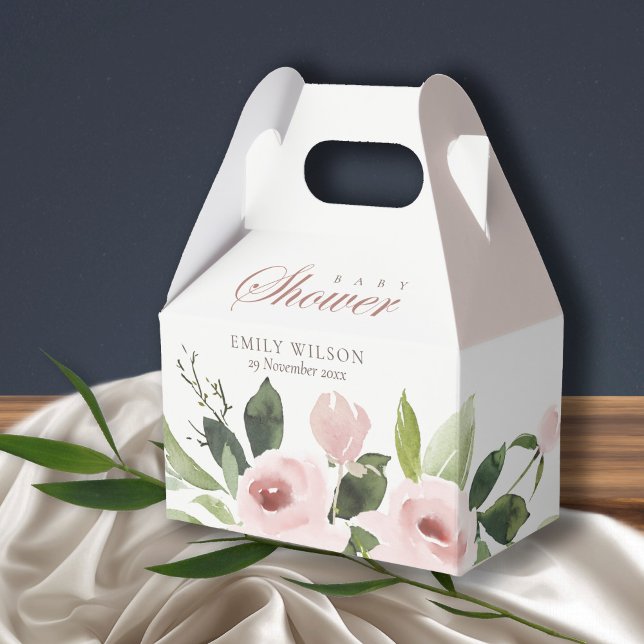 SUBTLE BLUSH PINK ROSE FLORAL BABY DUSCHE GESCHENKSCHACHTEL (Von Creator hochgeladen)