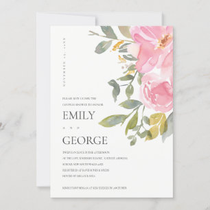 SUBTLE BLUSH PINK ROSE FLORAL COUPLE DUSCHKARTE DANKESKARTE