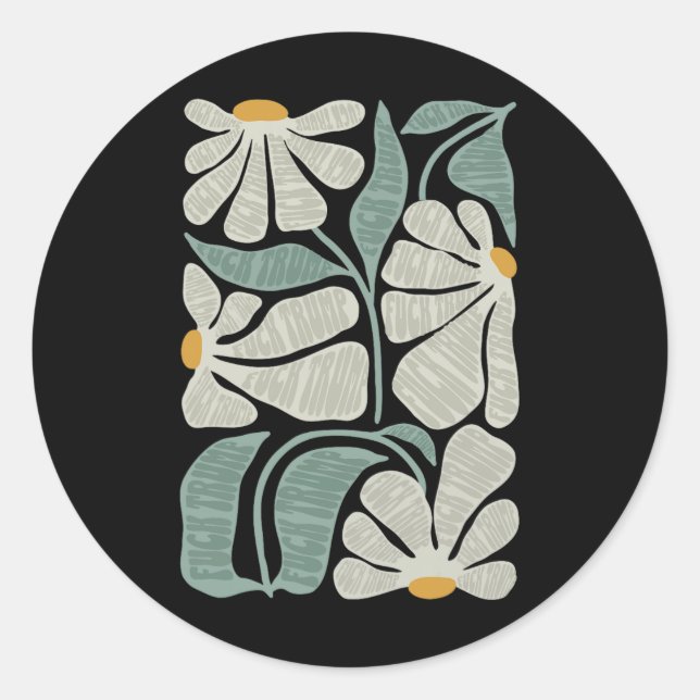 Subtle Boho Blume gegen Trump Runder Aufkleber (Vorderseite)