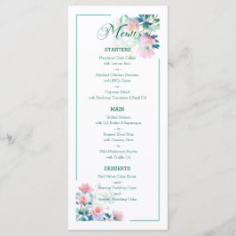 Subtle Botanical Blush Pink Peony Flowers Wedding Menükarte