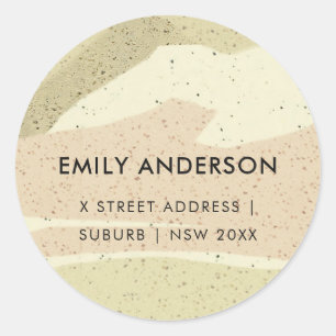 SUBTLE PINK GRAY MODERN ABSTRAKT ART WAVES ADDRESS RUNDER AUFKLEBER