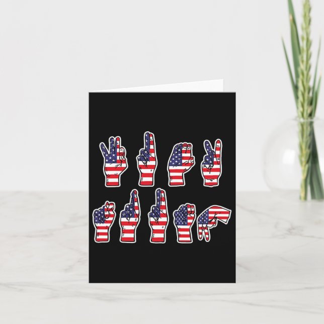 Subtle Resist Trump asl Gebärdensprache 4. Juli Karte (Vorderseite)