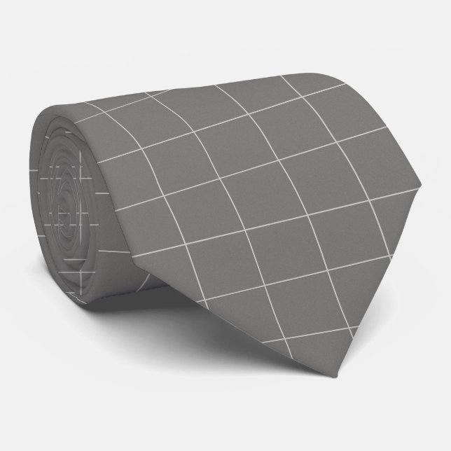 Subtle Silver & Black Plaid  Krawatte (Gerollt)