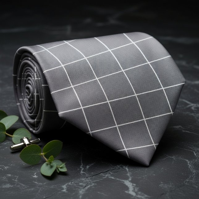 Subtle Silver & Black Plaid  Krawatte (Von Creator hochgeladen)
