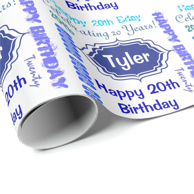 Subway Art Happy Birthday | Personalisieren Geschenkpapier (Rolleneckpunkt)