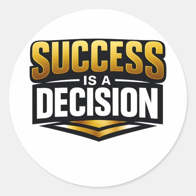 Success Gold Typography on Black Runder Aufkleber (Vorderseite)