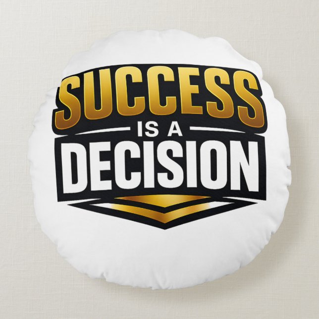 Success Gold Typography on Black Rundes Kissen (Vorderseite)