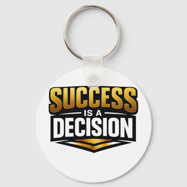Success Gold Typography on Black Schlüsselanhänger (Vorderseite)