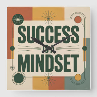Success Is A Mindset Quadratische Wanduhr