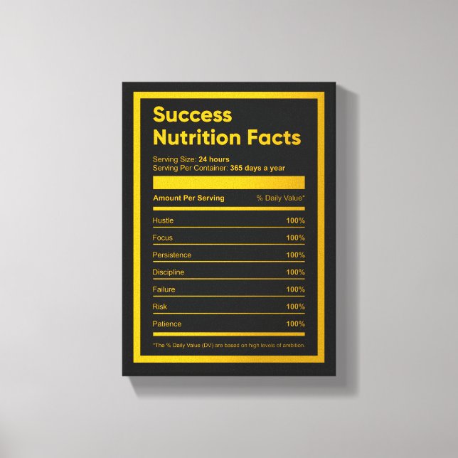 Success Nutrition Fakten | Motivierend Wall Art Leinwanddruck (Vorderseite)