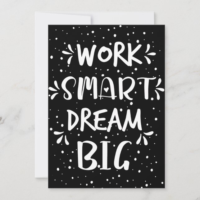 Success Quote Work Smart Dream Big Dankeskarte (Vorderseite)