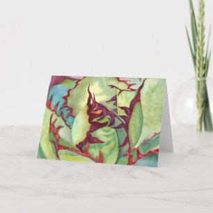Succulent agave aquarellfarbene Grußkarte Karte