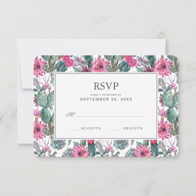 Succulent bohème et floral - Mariage RSVP (Devant)