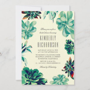 Succulent Bouquet - Aquamarines Brautparty mit Blu Einladung