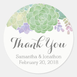 Succulent Bouquet Elegant Wedding Vielen Dank Runder Aufkleber