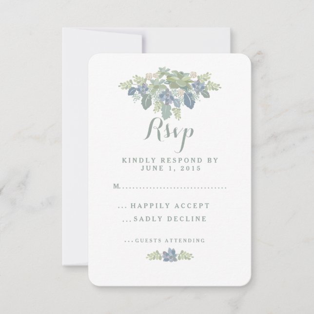 Succulent Bouquet Floral Wedding RSVP Response (Vorderseite)