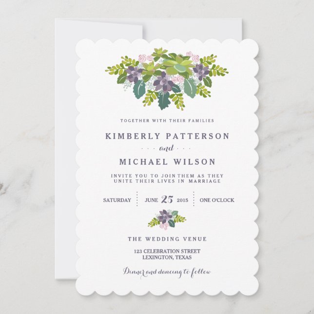 Succulent Bouquet II Blumenzelleneinladung Einladung (Vorderseite)