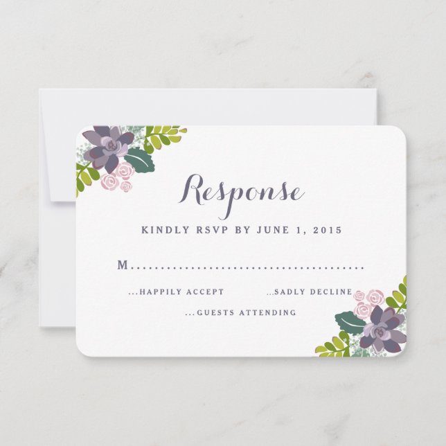 Succulent Bouquet II Floral Wedding Response Card RSVP Karte (Vorderseite)