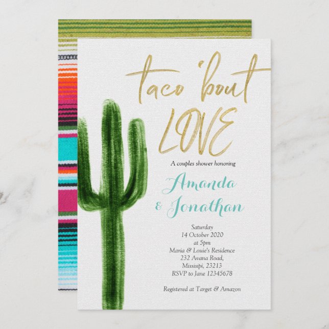 Succulent Cactus Couples Shower Invitation (Devant / Derrière)