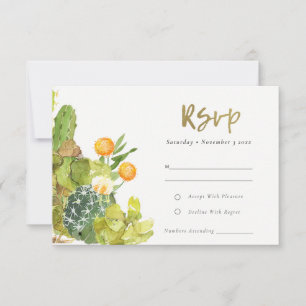 SUCCULENT CACTUS JARDIN FLORAL WATERCOLOR RSVP