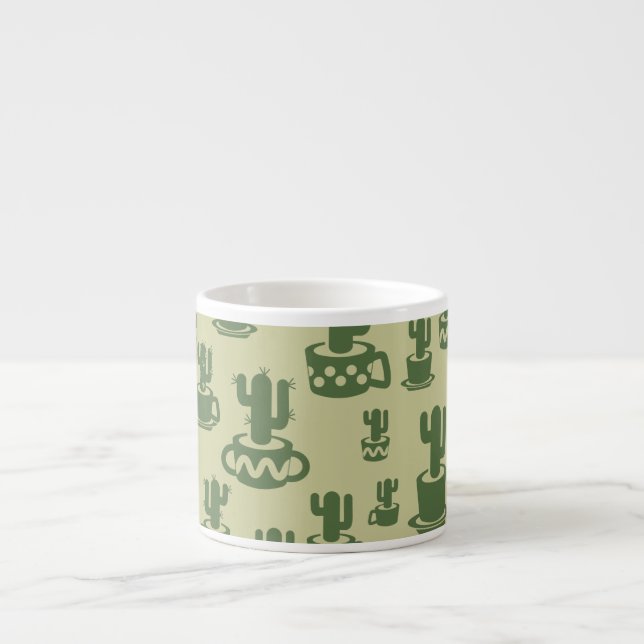 Succulent cactus silhouette in cups and pots  espressotasse (Vorderseite)