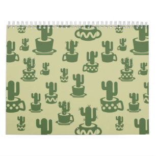 Succulent cactus silhouette in cups and pots  kalender