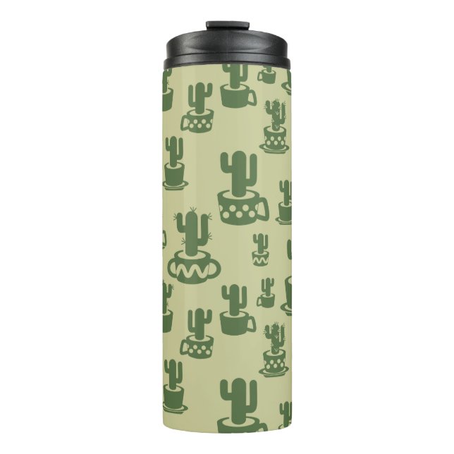 Succulent cactus silhouette in cups and pots  thermosbecher (Vorderseite)