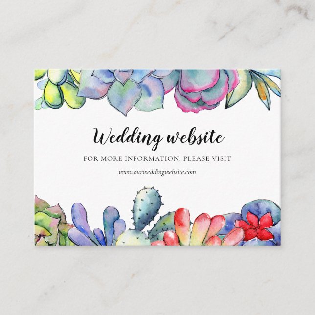 Succulent cactus watercolor Hochzeitskarte Begleitkarte (Vorderseite)