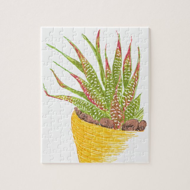 Succulent Dans Jaune Pot Jigsaw Puzzle (Vertical)