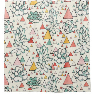Succulent et rideau en douche de triangles