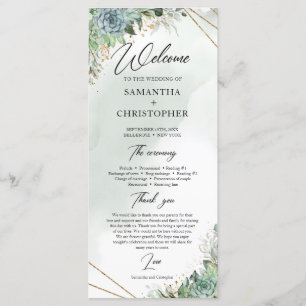 Succulent eucalyptus programme de mariage cadre or
