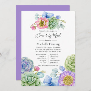 Succulent floral Bridal oder Baby Show by Mail Einladung