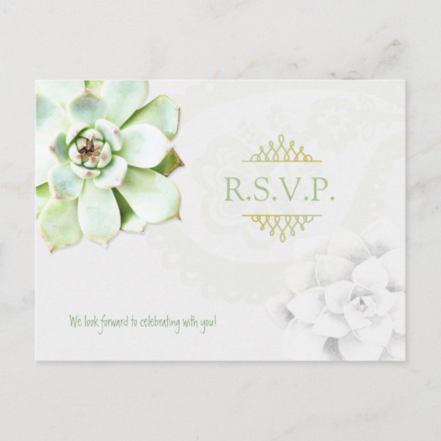 Succulent Garden Cactus Wedding RSVP Einladungspostkarte (Vorderseite)
