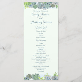 Succulent Garden Steel Blue Wedding Programme