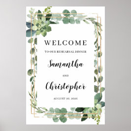 Succulent Gold Welcome to Rehearsal Dinner Sign Poster