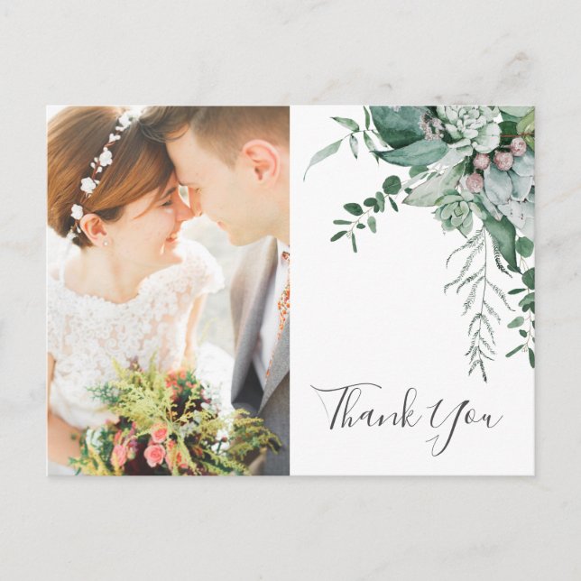 Succulent Greenerity Front and Back Foto Vielen Da Postkarte (Vorderseite)